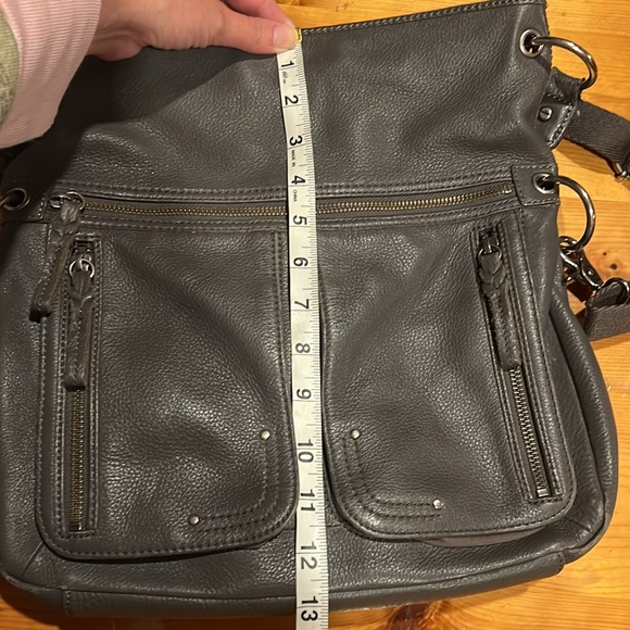 The Sak Dark Gray Leather Messenger Bag Shoulder Purse - Picture 8 of 11